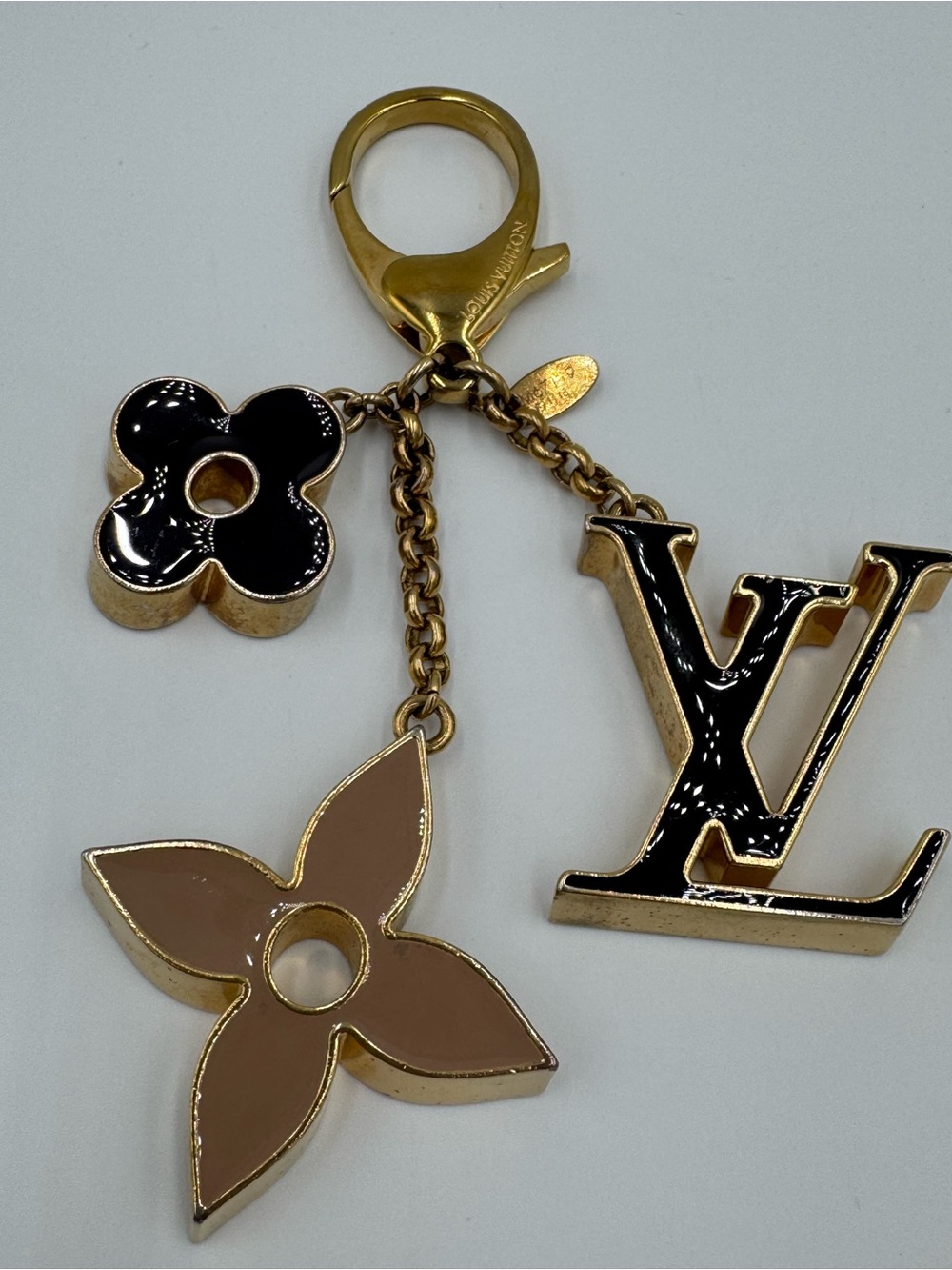 Louis Vuitton Fleur De Bag Charm in Gold Tone with Blush, Purple, and Black - Picture 7 of 8